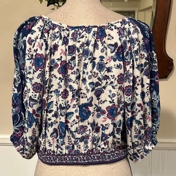 Joie Large Peasant Style Crop Top Ballon Sleeves Boho - Picture 6 of 16